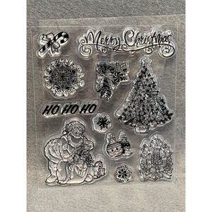 Christmas-Themed Clear Stamps  Merry Christmas Ho Ho Ho Santa Tree Candy Cane &